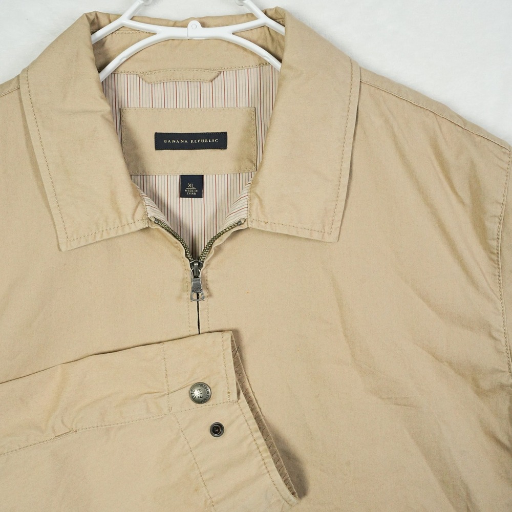 Vtg Y2k Banana Republic Mens Harrington Jacket Size XL‎ Tan Full Zip 2003